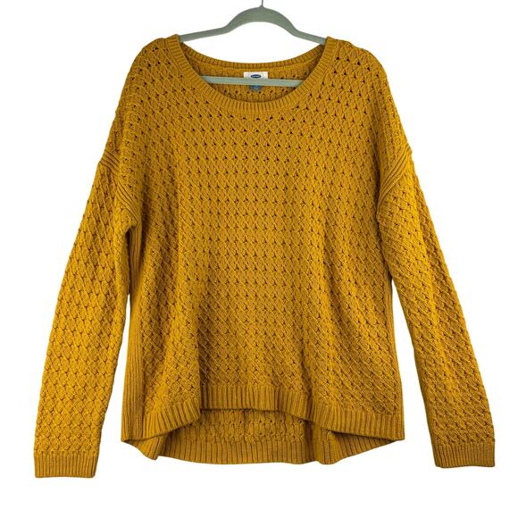 Old Navy Cable Knit Sweater Women's XL Mustard Yellow Fall Long Sleeve Warm READ - Picture 1 of 10